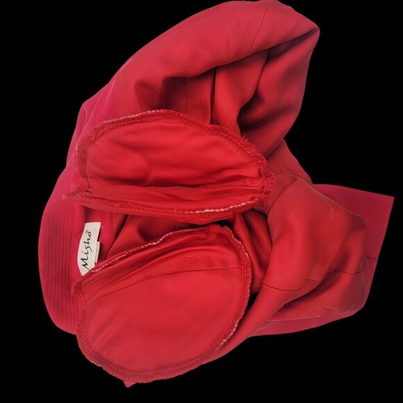 Vtg Silk Red Long-Sleeve Blazer With Knot Button Closures & Wide Collar - Picture 9 of 16